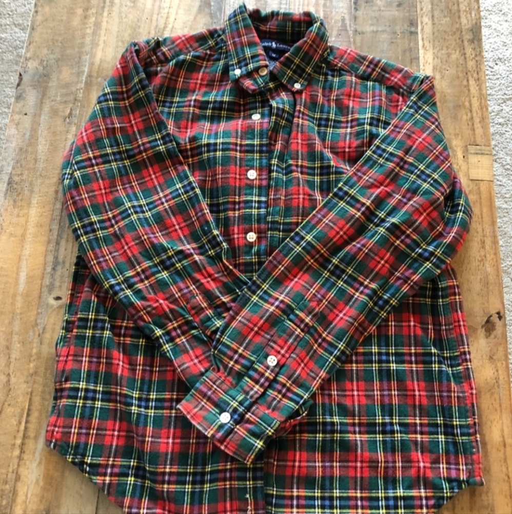 Ralph Lauren Plaid 100% Cotton Twill Button Down - size XSP
